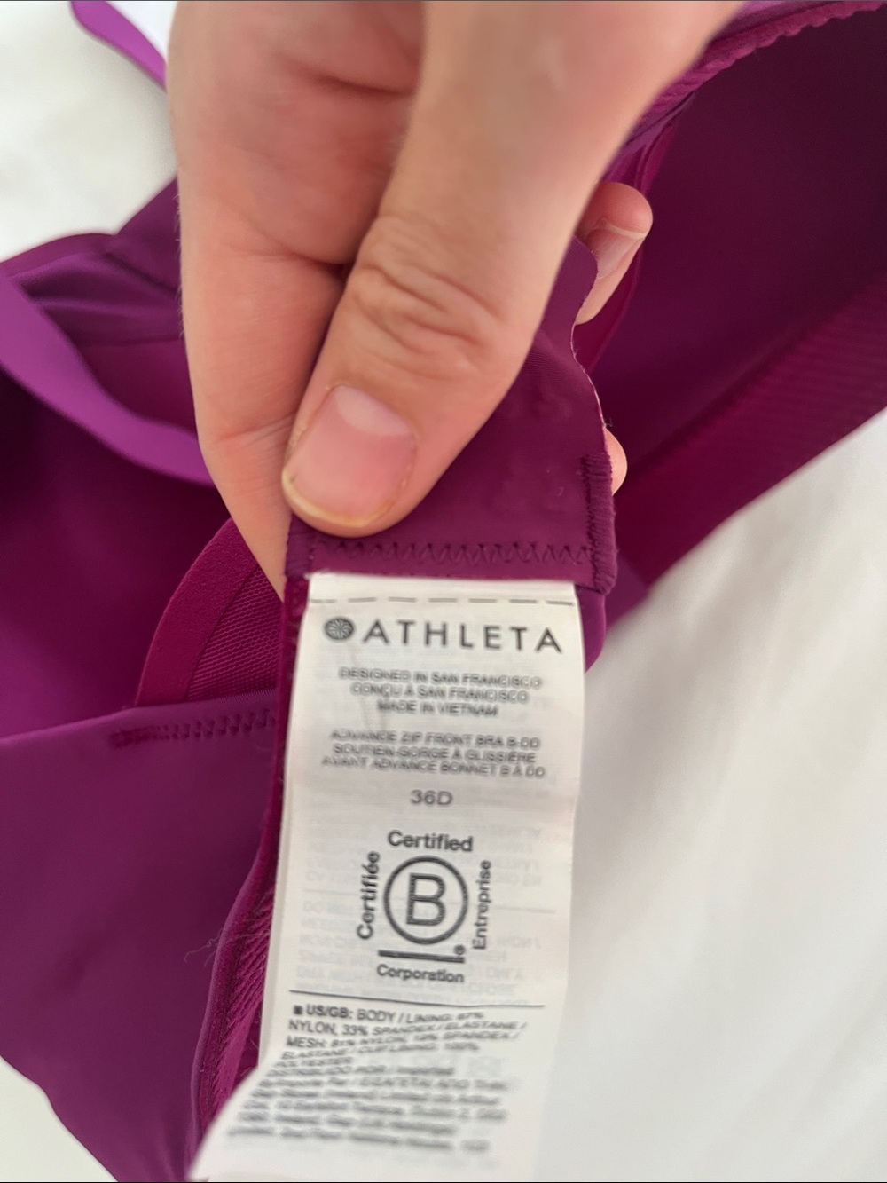 Athleta Front-Zip Sports Bra in Deep Magenta - Picture 3 of 3